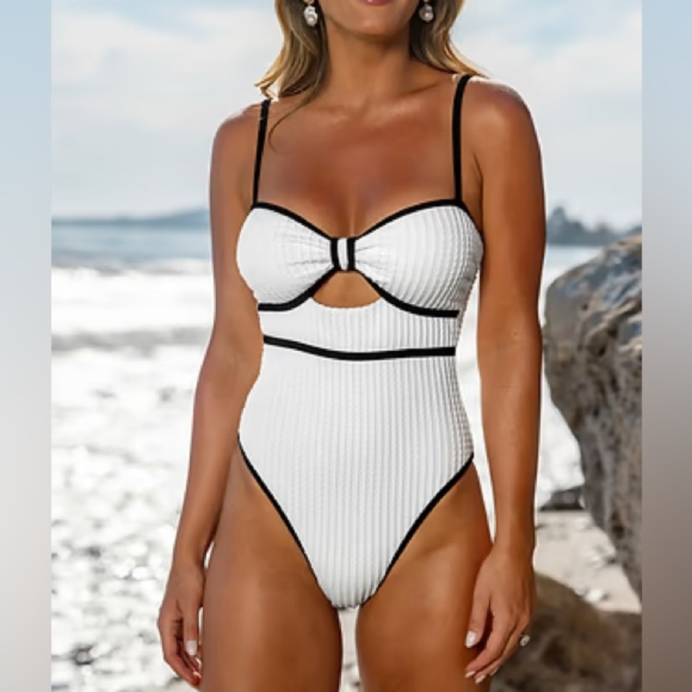 Brand new white ribbed one piece